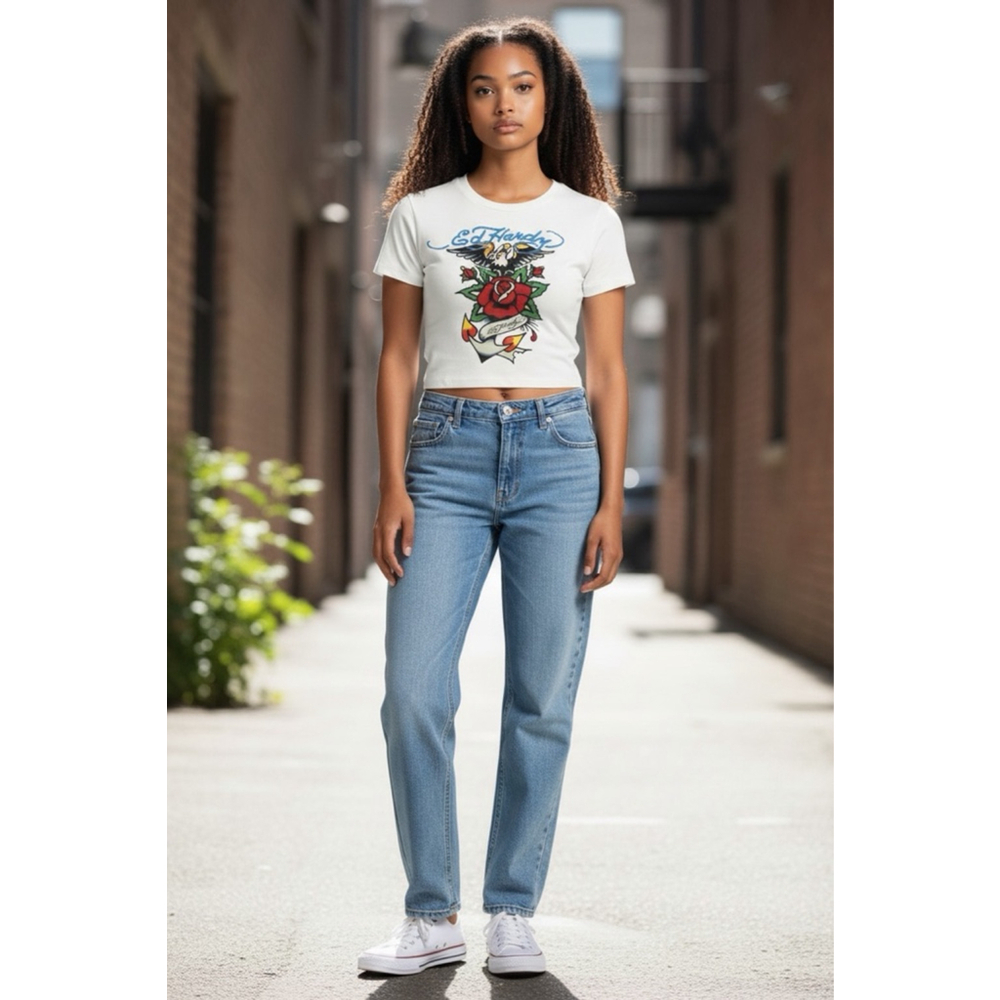 Ed Hardy Cropped Size Med Tshirt NWOT